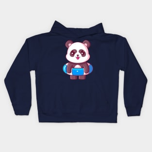 Cute panda with swimming ring summer vacation Kids Hoodie